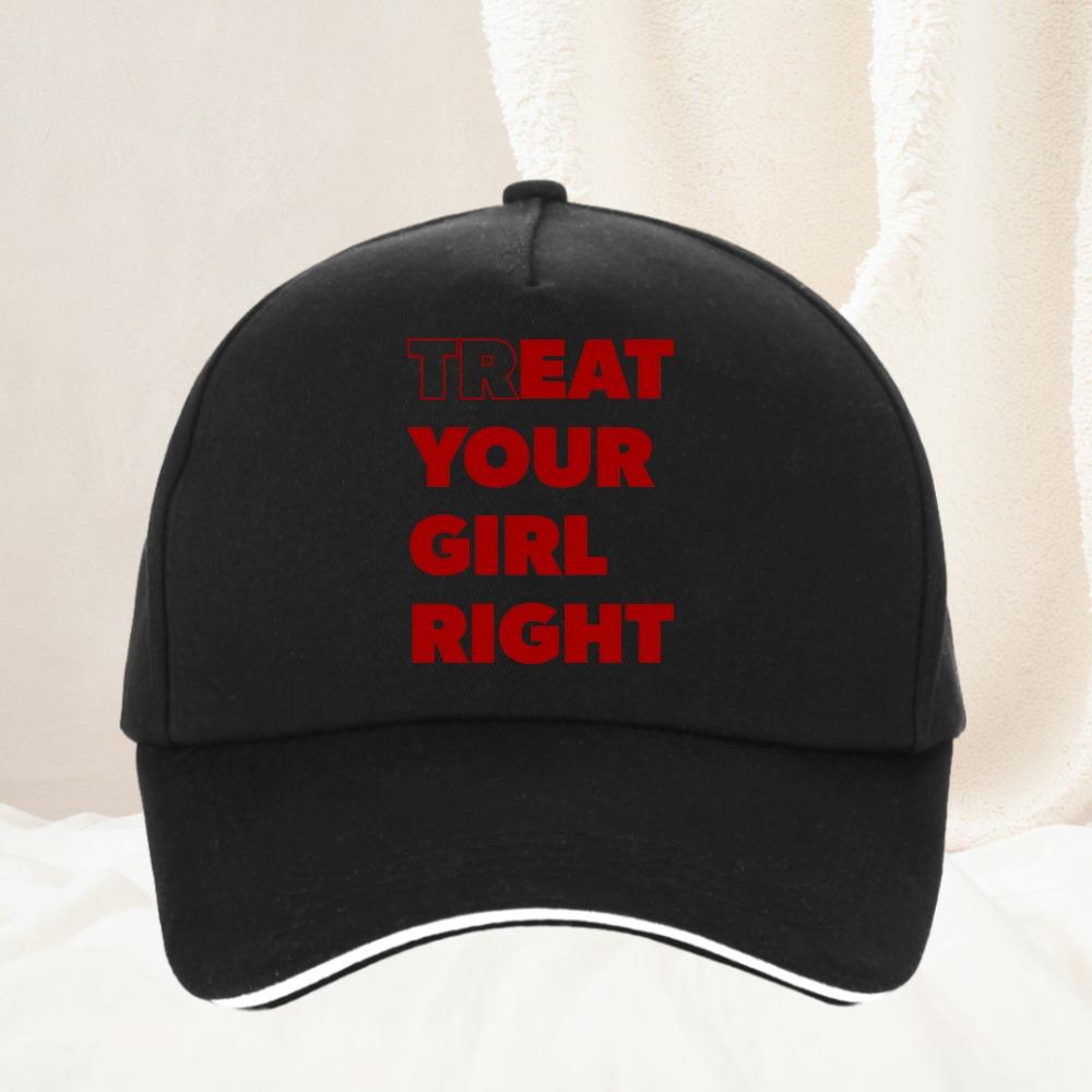 Eat Treat Your Girl Right Fun Lettering Print Baseball Cap Fashion and Versatile Outdoor Sun Protection Hats