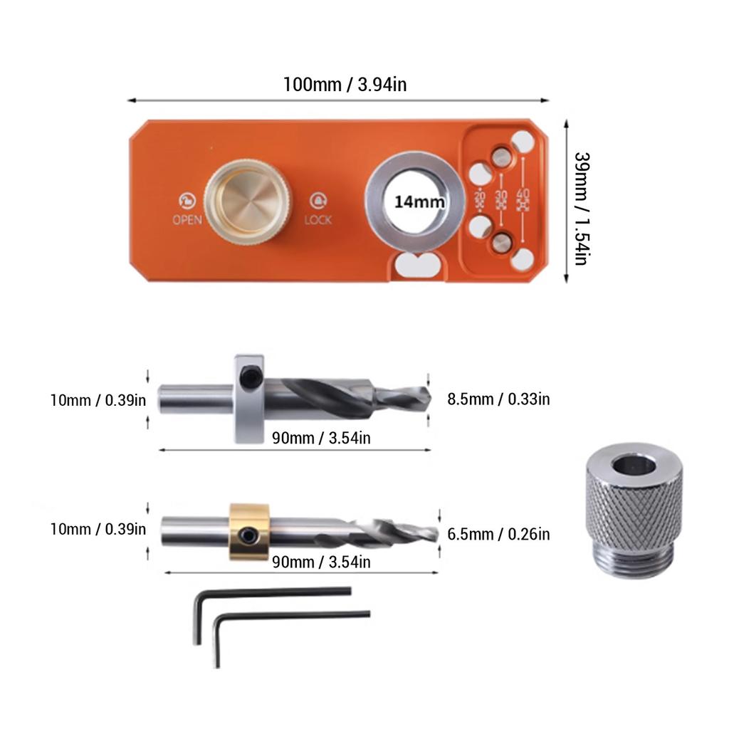 Aluminum Profile Drill Guide Punching Auxiliary Tool with M8 M6 Step Drill Bits for 20mm 30mm 40mm Profiles
