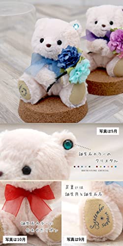 [Petit Lou] Birthday Teddy Bear & Mini Bouquet, Flower Glass Gift Tete (July)