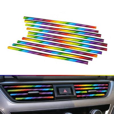 10Pcs/set Car Accessories DIY Car Interior Air Conditioner Grille Outlet Vent Styling Strip Car Silvery Chrome Decoration
