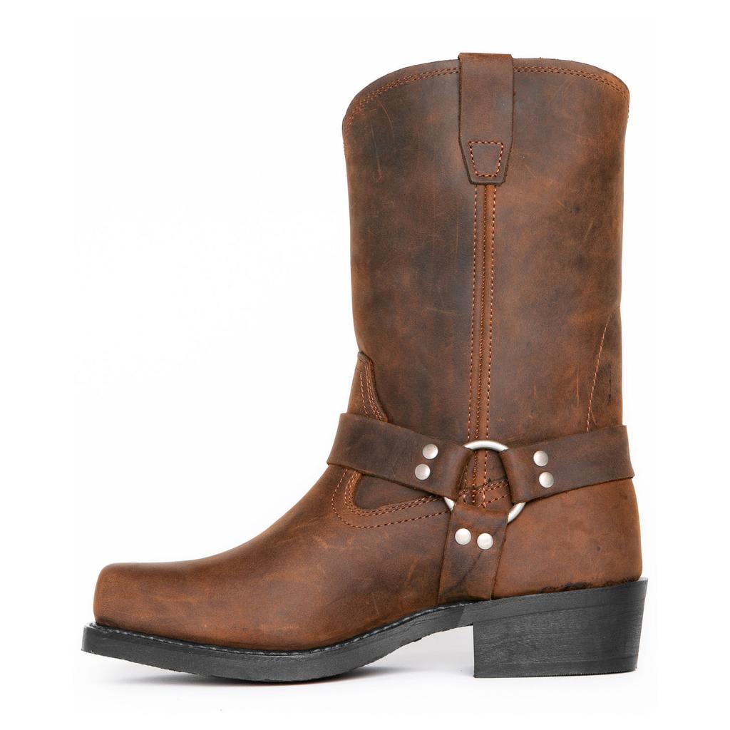 Men's Faux Leather Motorcycle Cowboy Boots