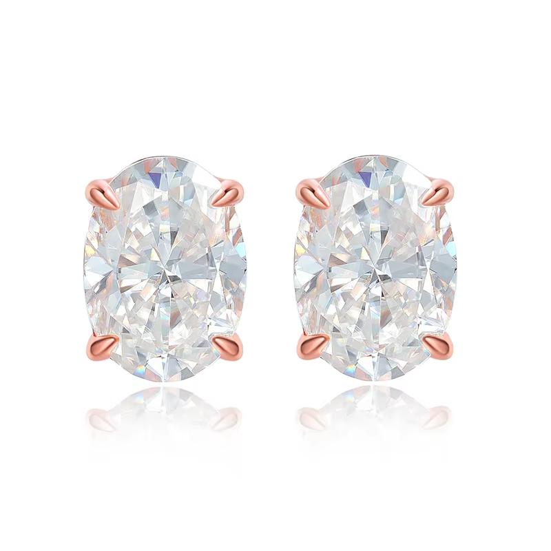 Smyoue Roségold 1-4 Karat Oval geschliffene Moissanit Steckohrringe für Damen Mädchen Schmuck Labor Diamant Klassischer Ohrring Reines S925 Silber