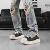 Fashion Thick Sole Male Sneakers Comfortable Walking Shoes Men's Lace-Up Flats Fashion Retro Skate Shoes for Men Leather Casual Shoes