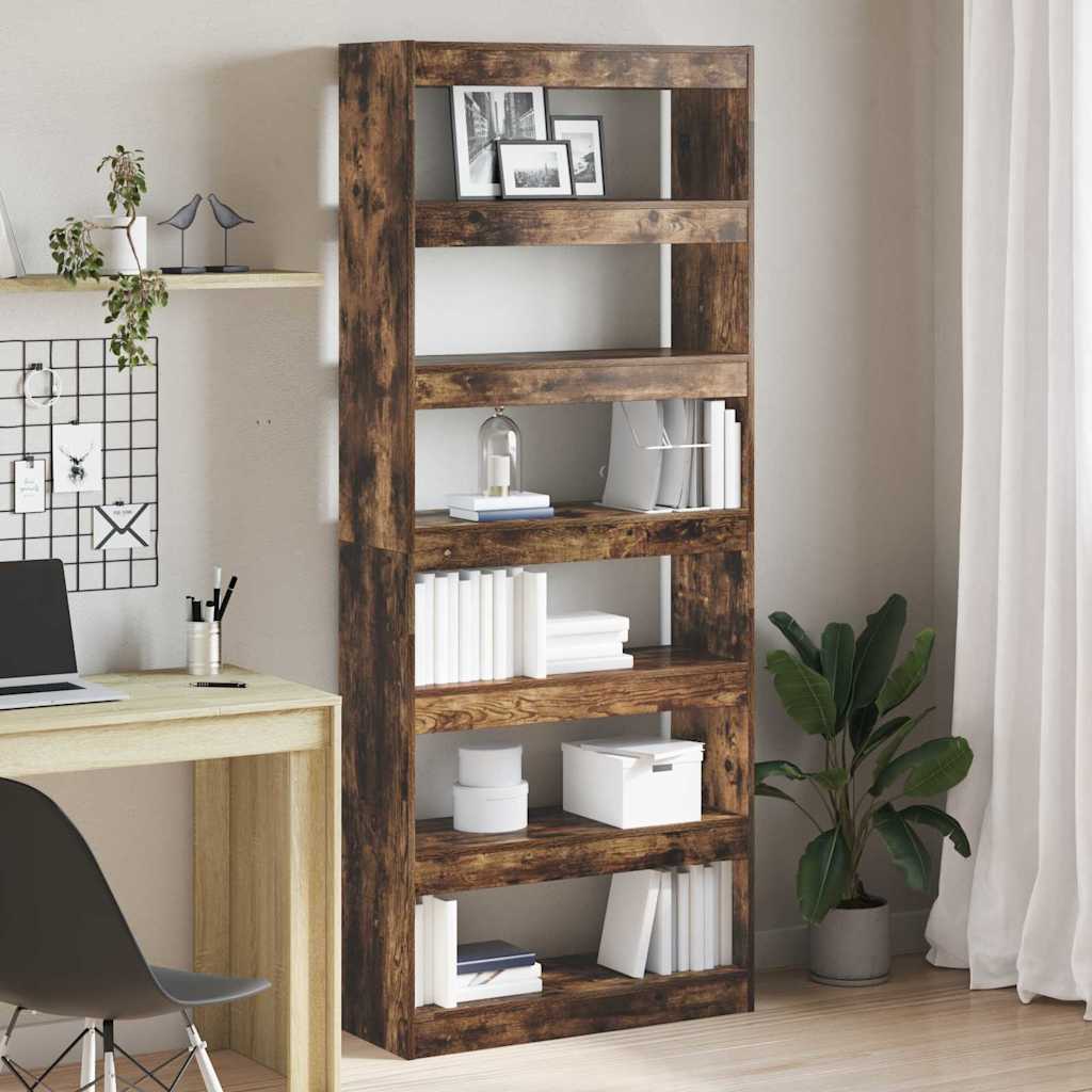 Bookshelf Smoked Oak 80 x 30 x 198 cm Engineered Wood