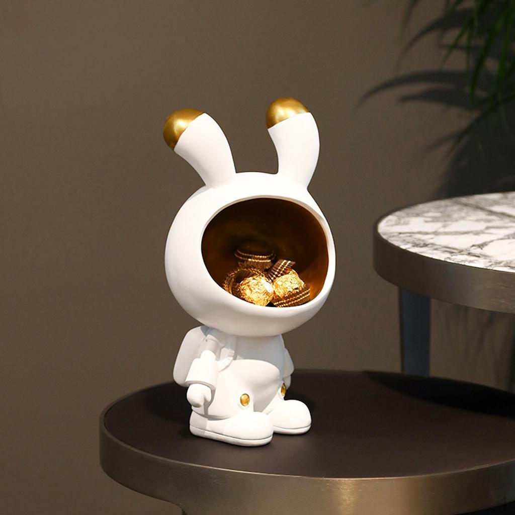 

Space Statue, Bunny Figurine Astronaut Storage Organizer for Desk Decor золотий