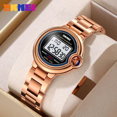 Casual Simple Womens Wristwatches Stainless Steel Band Waterproof Watch Girls Reloj Hombre Retro LED Digital Ladies Watches