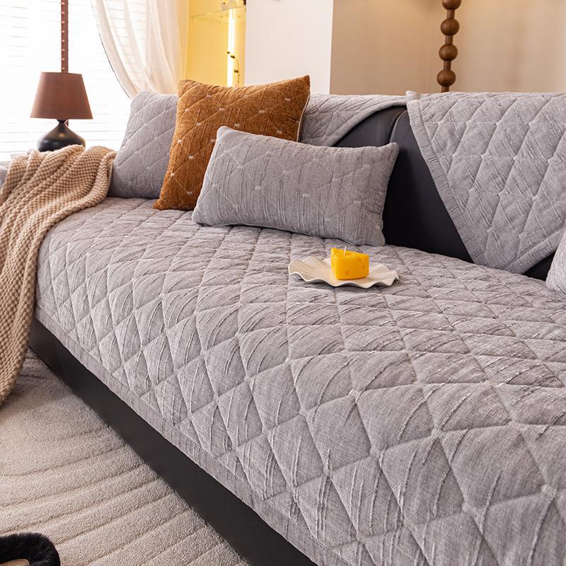 New Minimalist Style Sofa Cover Cloth Fixed Anti Slip Straight Row Sofa Cushion Cover Skin Friendly Suitable for All Seasons 70x70cm серый