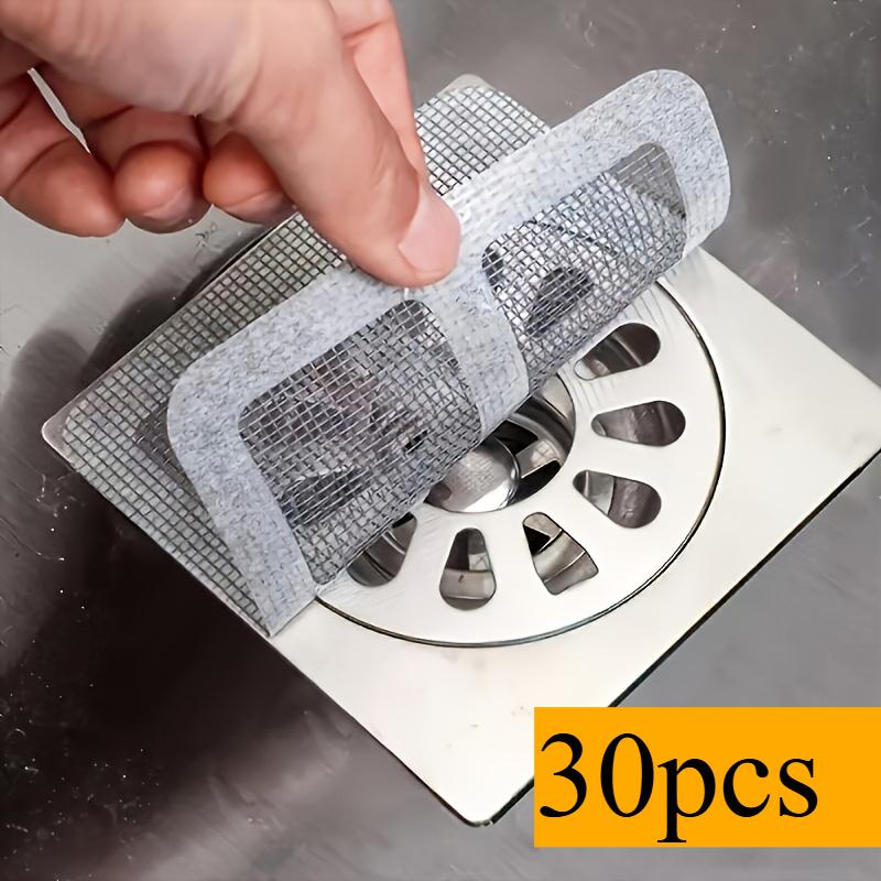 

30 Pieces of Hair Filter Stickers for Bathroom Drain Outlets - Anti Clogging, Floor Drain - Flexible Mesh, Mesh Stickers