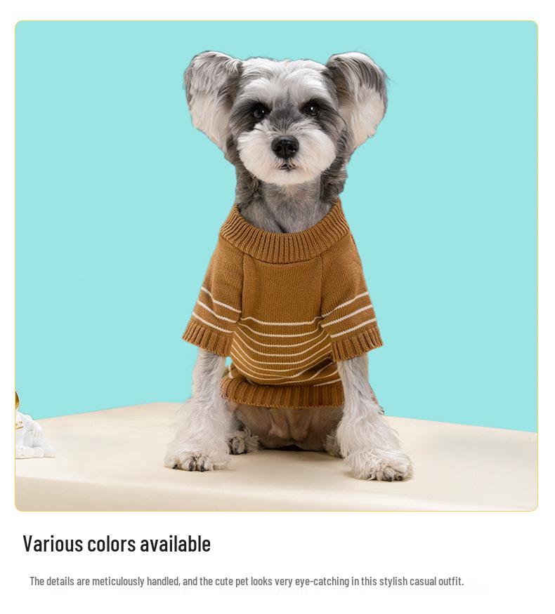 Autumn Striped Button Knitwear for Pets: Cozy Two-Legged Sweater for Dogs & Cats