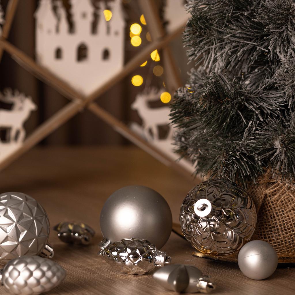 Bombki Choinkowe Nietłukące Bombka Na Choinkę Ozdoby Srebrne Zestaw 60 szt