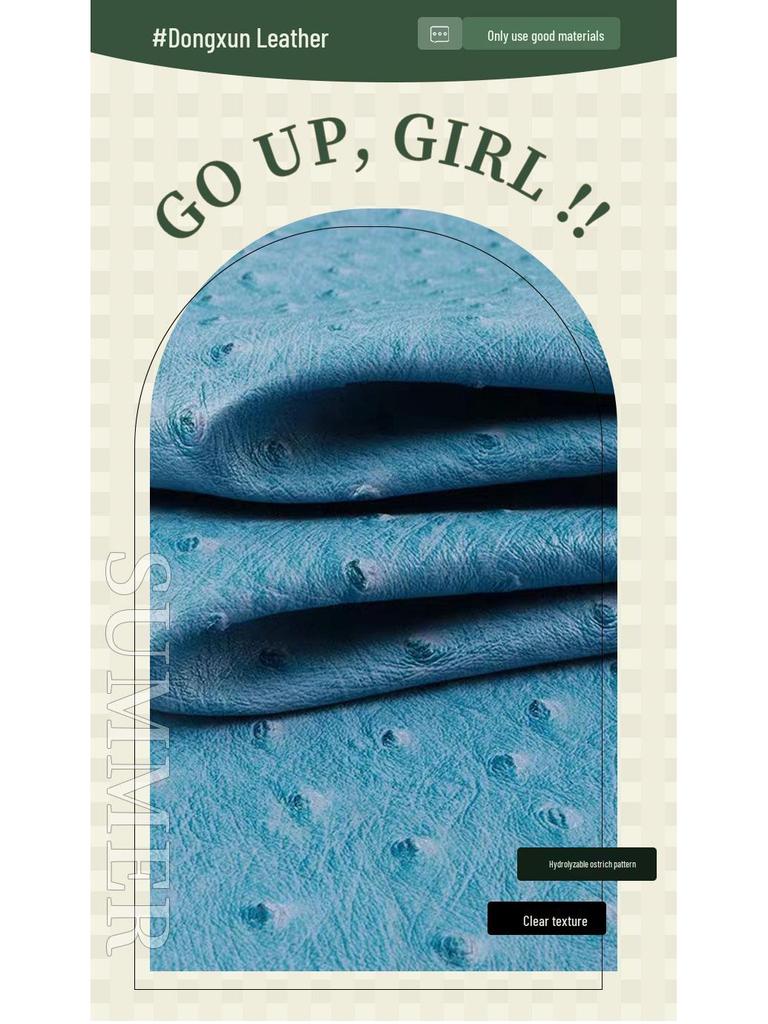 Umweltfreundliches hydrolysebeständiges 0,9 mm PVC-Leder mit Straußenmuster für Gepäck, Handtaschen, Möbel, Geschenkboxen und Gürtel