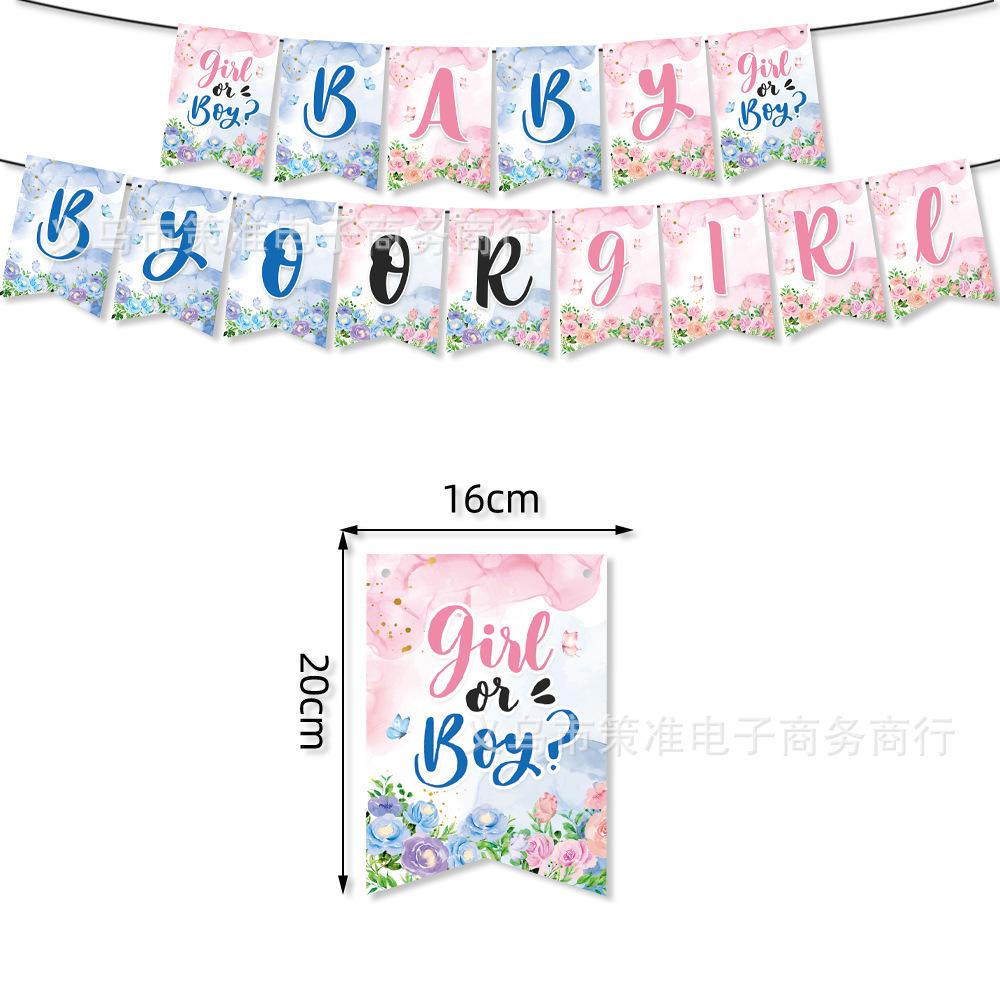 Gender-Reveal-Geburtstagsparty-Set mit Flaggen, Regenvorhang und Deko-Requisiten