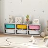 Low Height 2 Tiers Storage Organiser, Kids Toy Storage Unit with 6 Removable Bins for Bedroom, Nursery, Playroom
