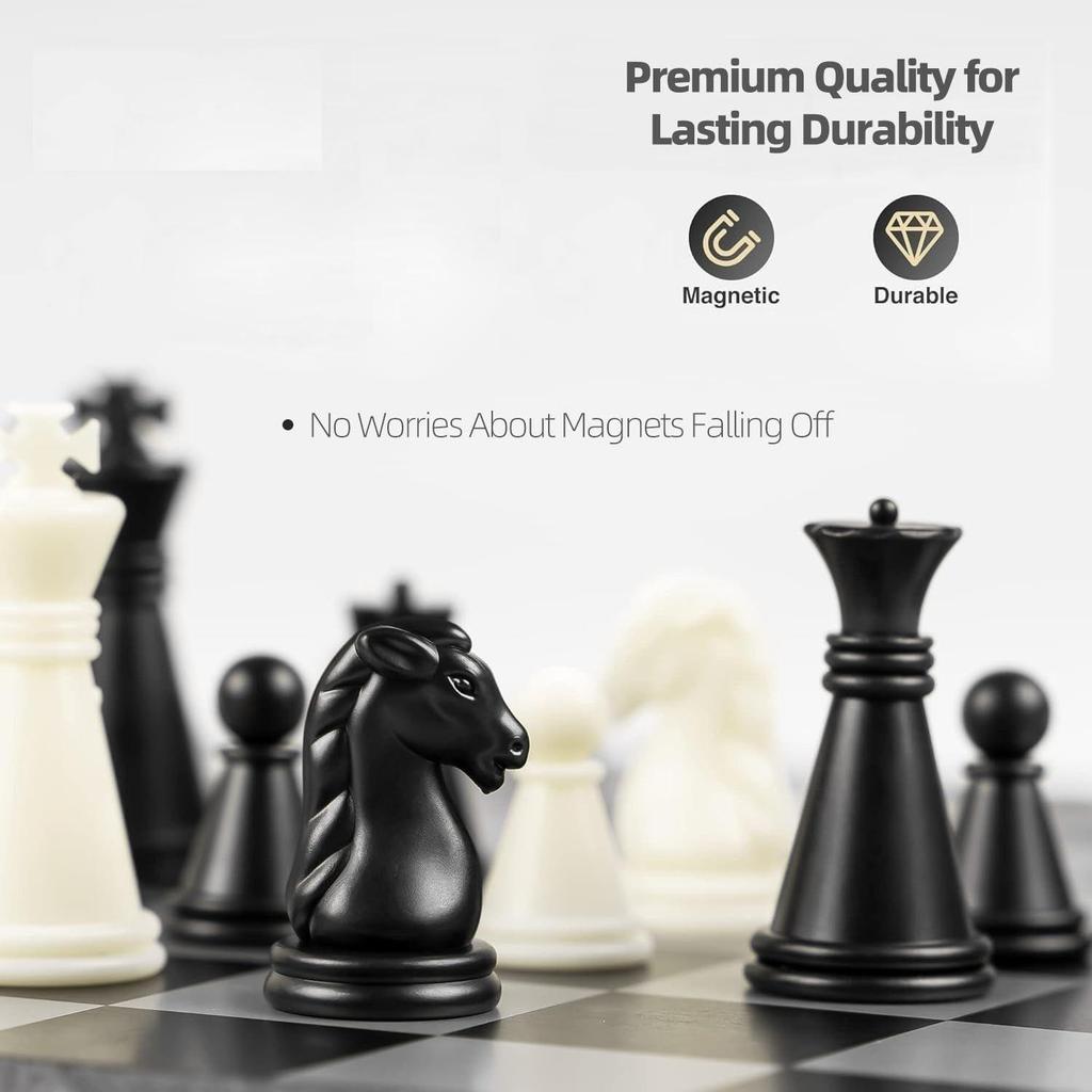 12 Inches Magnetic Plastic Chessboard Game Set|Durable & Lightweight|Foldable Chess Set with Magnetic Pieces|Chess Board
