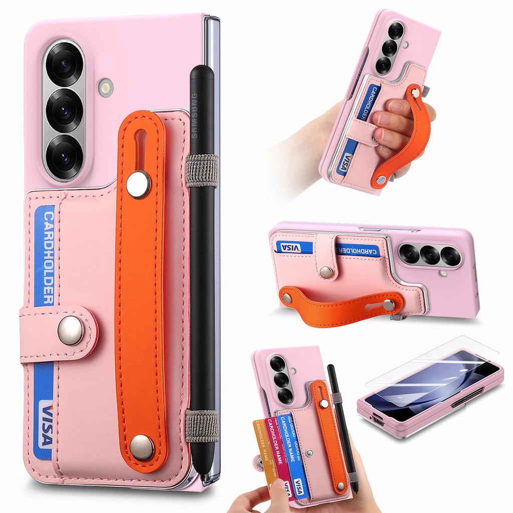 Samsung Z Fold7 Cross-Border Wristband Card Holder Case - Skin-Feel PC Shell with Integrated Film for Z Fold6