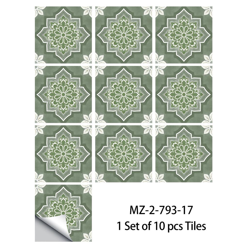 10 Pezzi Adesivi Piastrelle Mandala Boho - Decalcomanie Murali in PVC Lucido Cristallo - Murale Autoadesivo Impermeabile per Pavimento Cucina Bagno Decorazione Casa
