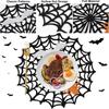 Non-slip Spider Web Coaster Hollow Out Felt Cup Mat Bat Halloween Spider Web Placemat  Party