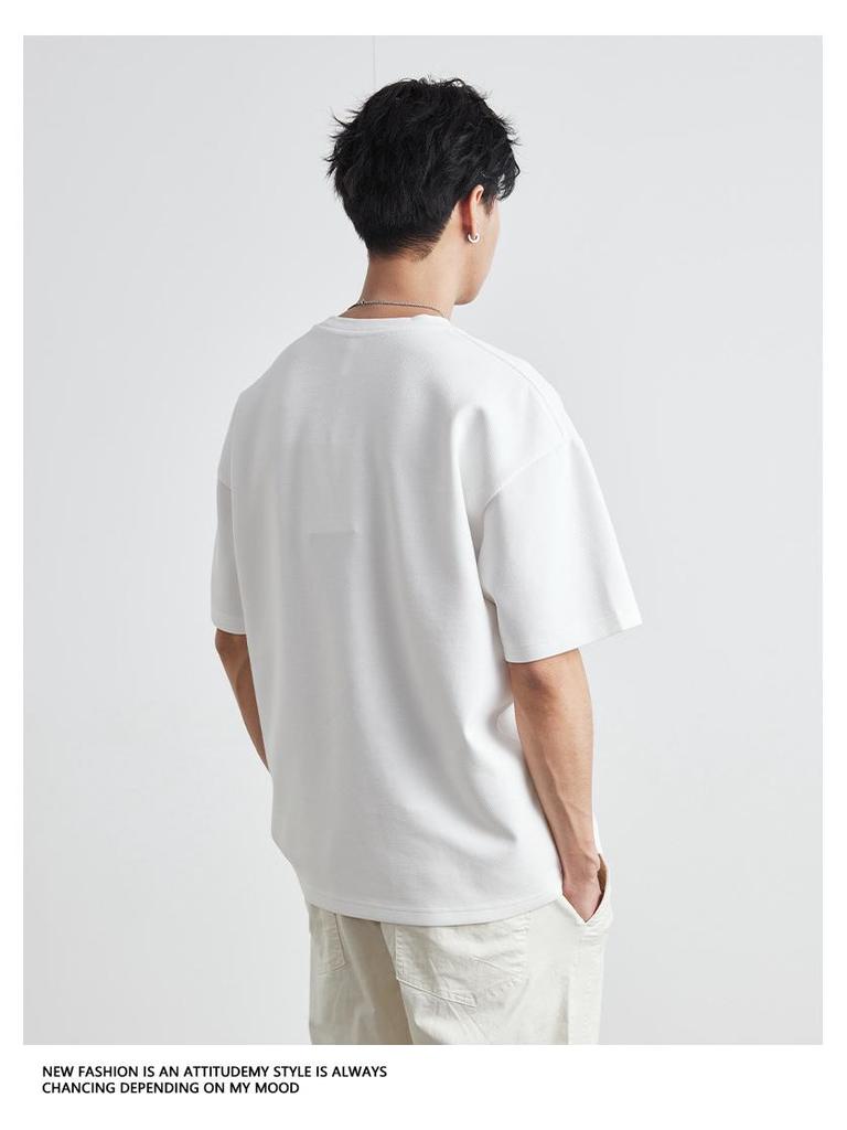 Yizhi Men's Summer 2025 European & American Heavyweight Letter Print Short-Sleeved T-Shirt