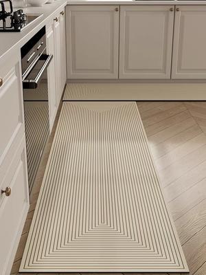 2pc Modern Simple Diatom Mud Mat Long Strip Oil Absorbent Quick Drying Floor Mat Household Non-Slip Kitchen Mat