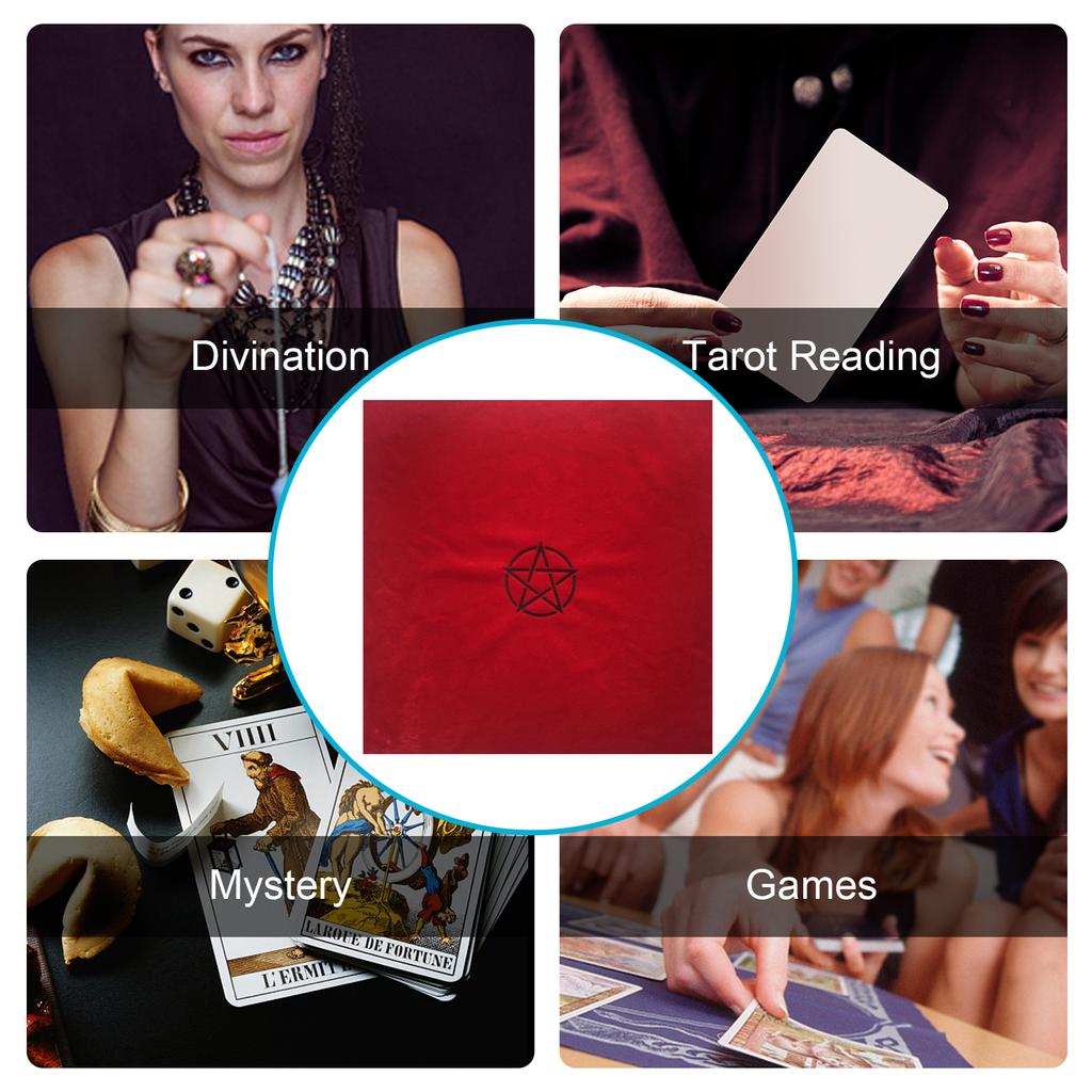Pentagram Tarot Tablecloth with Bag Velvet Altar Tarot Cloth 50x50cm Divination Table Cloth Home Table Decoration