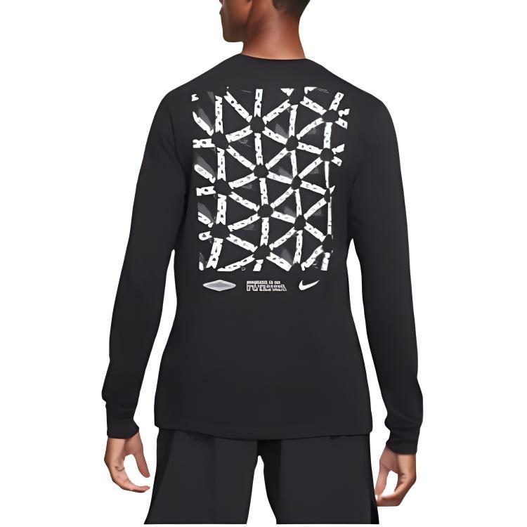 Nike Dri-fit Alphabet Logo Printing Long Sleeves Round Neck Black Men's DH0714-010