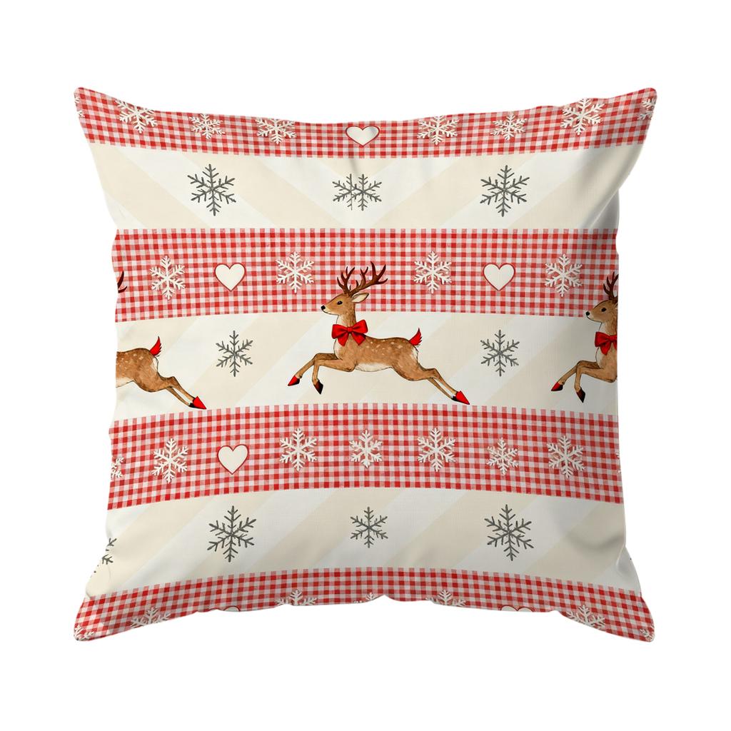 Plaid Christmas Deer Pillowcase Printed Polyester 40/45/50cm Throw Pillowcover Decorative Sofa Cushion Pillowslip Home Decor