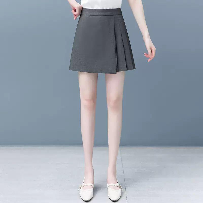 Women's High-Waisted A-Line Wide-Leg Suit Shorts - Summer Slimming Irregular Culottes