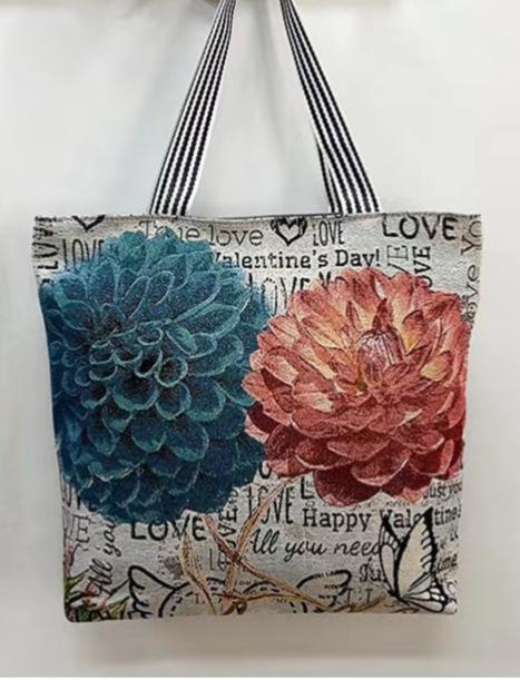 Harajuku Jacquard Canvas Bag Literary and Artistic Large-capacity Shoulder Bag Linen Trendy Cool Women's Bag