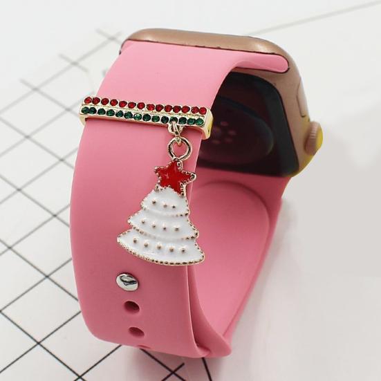 Watch Band Decoration Ring Festive Enamel Colorful Geometric Smooth Decorative Gift Christmas Tree Santa