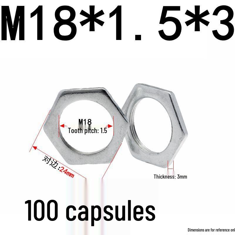 GB808 Weißverzinkte Sechskant-Dünnmutter mit Feingewinde (Lampentyp) M6 bis M30