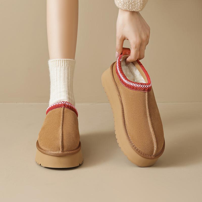 Augustus snow boots women's 2025 new winter velvet thickened low-top short boots thick-soled one-pedal cotton slippers