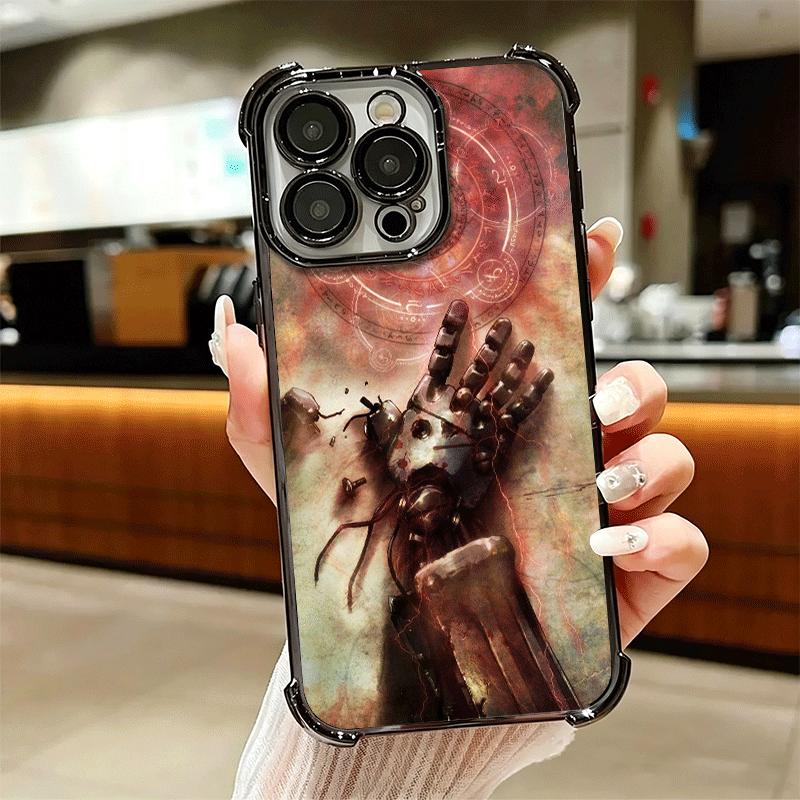 F-ullmetal A-Alchemist Anime Plating Phone Case For Iphone 16 17 Pro Max Air 16E 14 15 Plus 12 13 Mini Anti-Fall Airabag Cover
