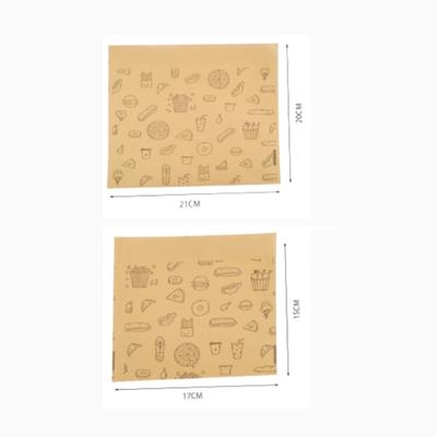 Greaseproof Kraft Food Packaging Bags with Printed Pizza Fries Design Bulk Eco-Friendly Takeout Bags for Restaurants Cafes Fast