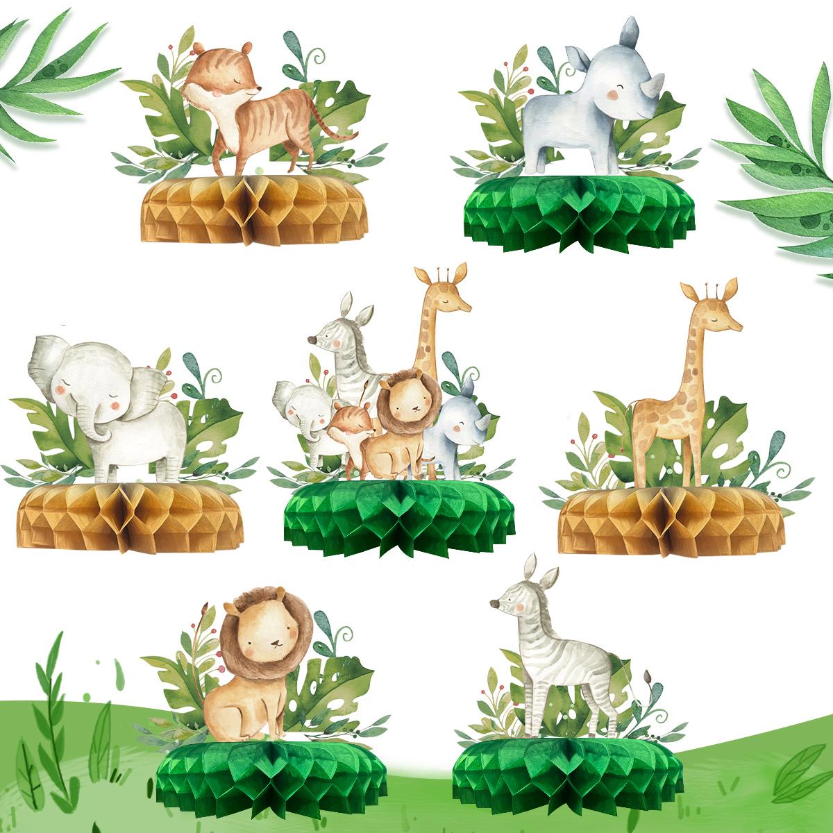 

Watercolor Animal Honeycomb Centerpieces Table Toppers Decorations for Kids Boys Baby Shower Wild One Birthday Party Supplies