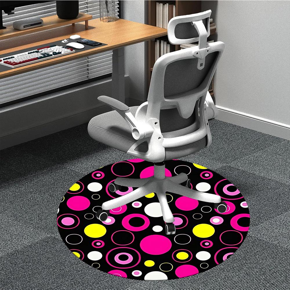 

1pc Polka Dot Print Chair Carpet for Office, Round Polyester Mat, Indoor Decor for Office, Washable Non-slip Carpet yy251219109 80cm by 80cm