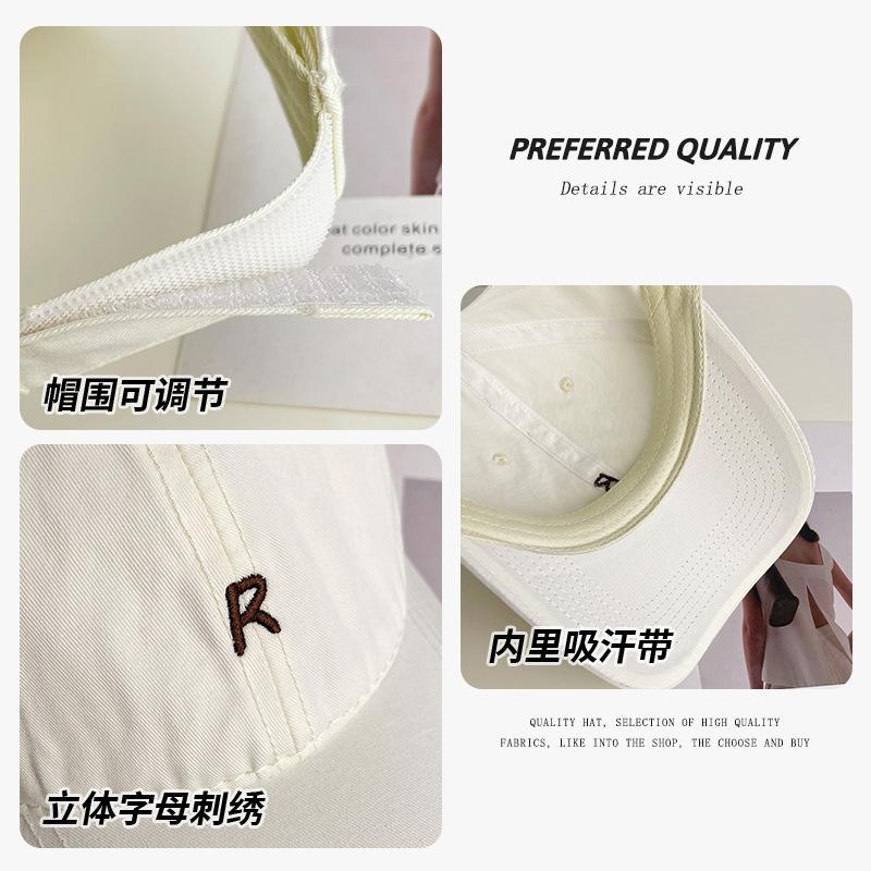 R Letter Embroidered Baseball Cap Women's Summer Versatile Can Tie Ponytail Empty Top Hat Outdoor Face Small Sunshade Cap