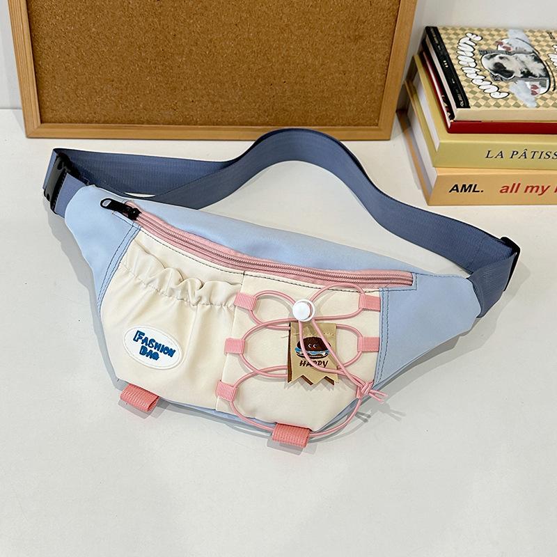 

Милая трендовая нагрудная сумка контрастного цвета для женщин, корейская версия нишевого дизайна, сумка-кроссбоди на шнурке для девочек, универсальная спортивная поясная сумка