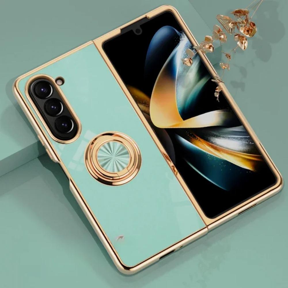 Luxuriöse, stoßfeste Hülle, Hartschale für Samsung Galaxy Z Fold 6 5 4 Fold6 Fold5 Fold4 5G, galvanische Magnetringhalterung, Telefonhülle