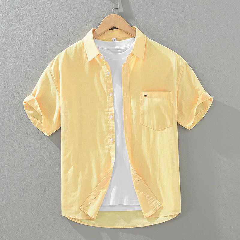 Foreign Trade Surplus Simple Soft Short-Sleeve White Shirt for Men, Comfortable High-End Casual Breathable Shirt