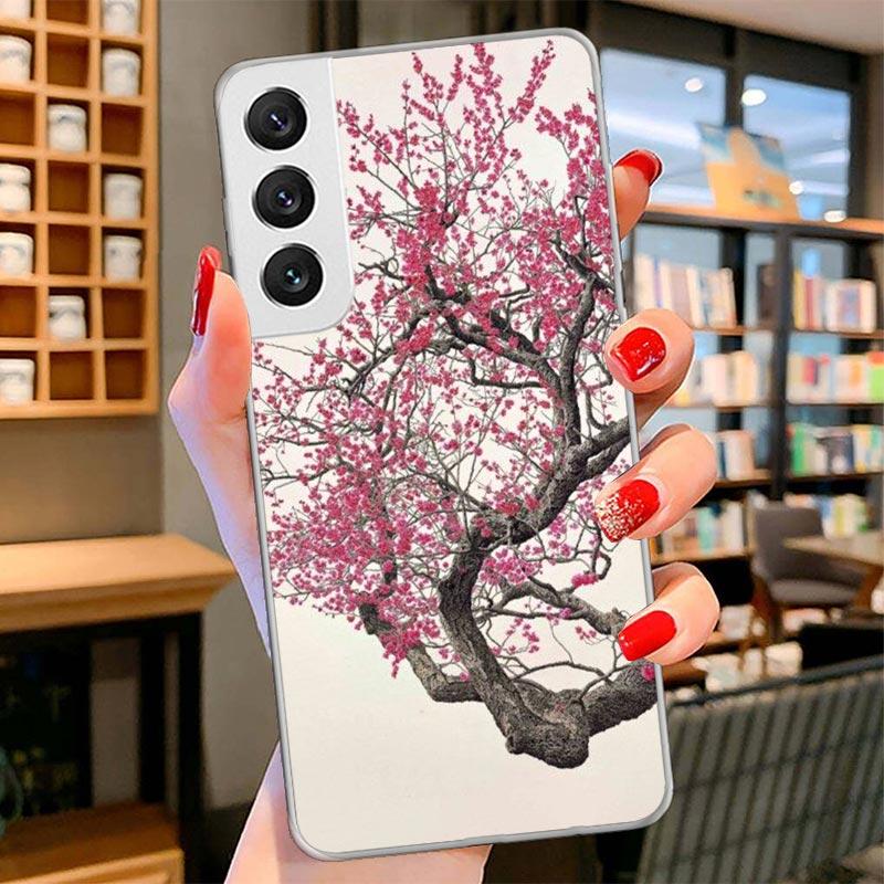 Cherry Blossom Tree Cover Phone Case For Samsung Galaxy S26 S25 Edge S24 Ultra S23 S22 Plus S21 S20 FE Soft Fundas Shell Galaxy