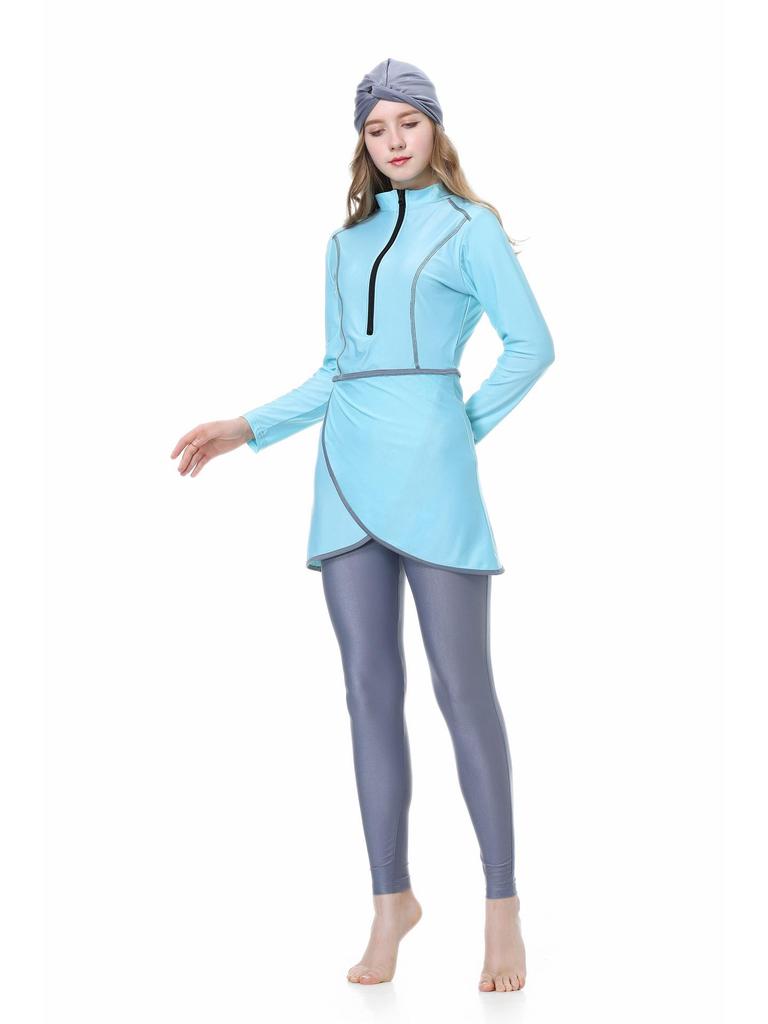 2022 Damen Einfarbig Konservativ Kapuzen-Dreiteiliger Muslimischer Badeanzug