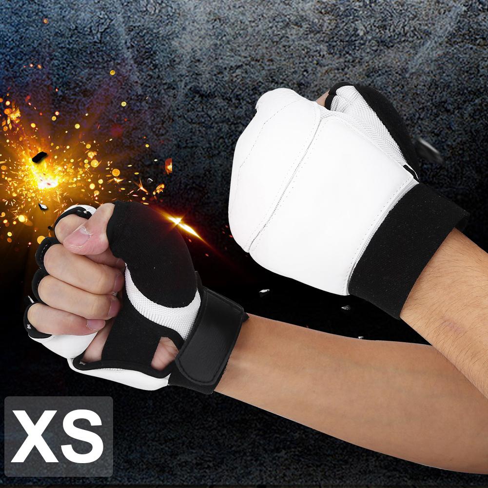 Adult Kids Taekwondo Sparring Half Finger Hand Protector Cover Boxing Gloves (XS Glove)