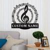 Musical Note Metal Sign Family Name Custom Silhouette Sturdy Wall Decor Home Garden Gift
