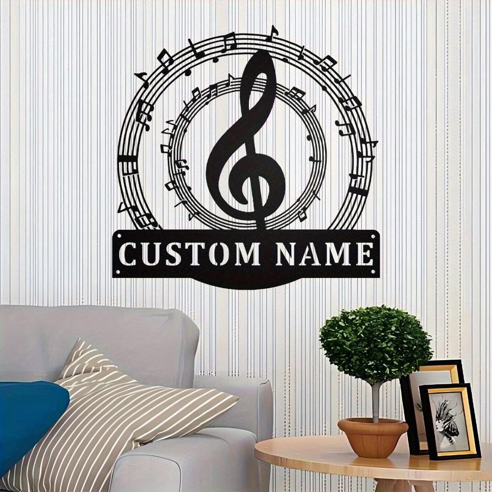 Musical Note Metal Sign Family Name Custom Silhouette Sturdy Wall Decor Home Garden Gift