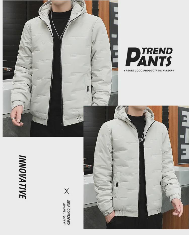 Men's Korean Style Hooded Cotton Down Coat – Trendy Winter and Autumn Fashion, Short Length