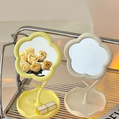 Desktop Makeup Mirror Sunflower Shaped Cute Dressing Mirror Rotatable Detachable Hanging Jewelry High-Definition Makeup Mirror