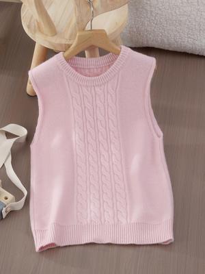 Kids' 100% Wool Knitted Vest - Thickened Sleeveless Sweater for Autumn/Winter