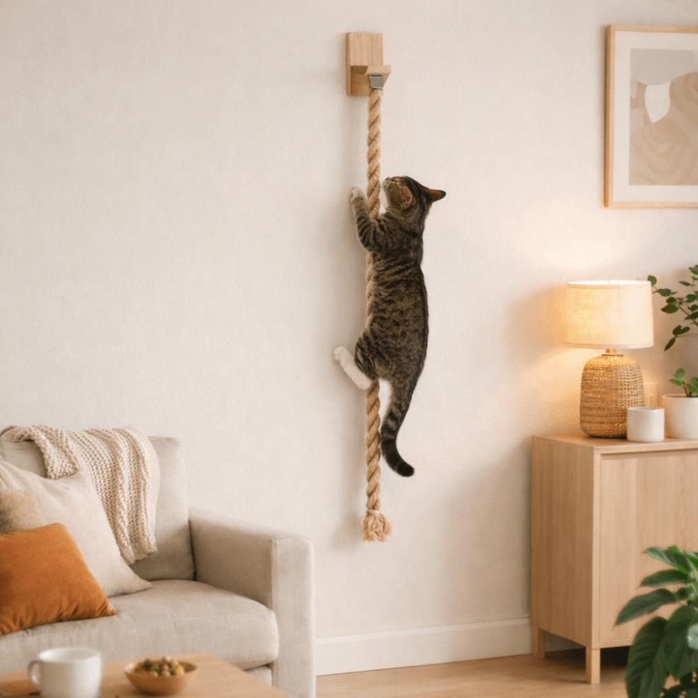 Funny Wear Resistant Cat Scratch Rope Bite Resistant Space Saving Cat Climbing Shelf Screw Fixation Cat Climbing Frame Home