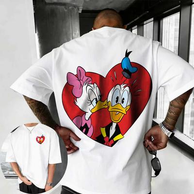 2026 Sommer Disney Donald Duck Print T-Shirt Herren Streetwear 100% reine Baumwolle Kurzarm Lässig Locker Atmungsaktiv Oberteil