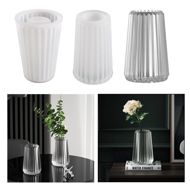 Poppy DIY 3D Striped Epoxy Resin Vase & Pen Holder Mold Silicone